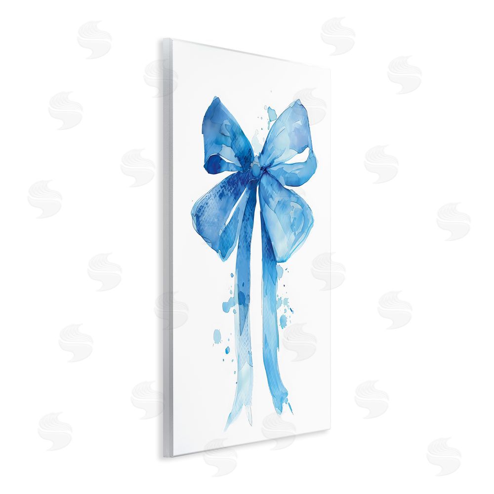 LSR Design Studio Blue Watercolor Bow Illustration Wall Plaque Art Print