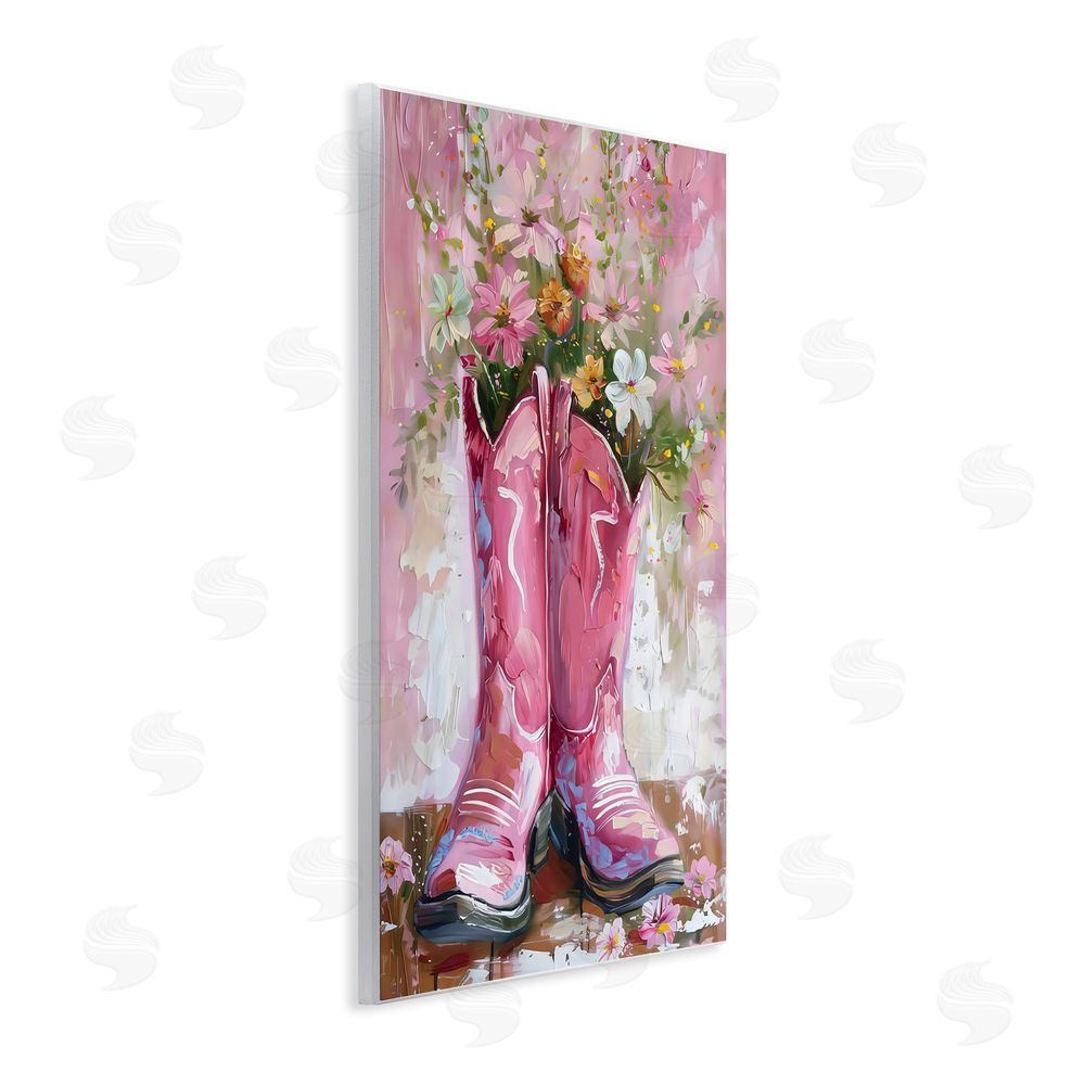 LSR Design Studio Floral Boots Pink Cowgirl Wall Plaque Art Print