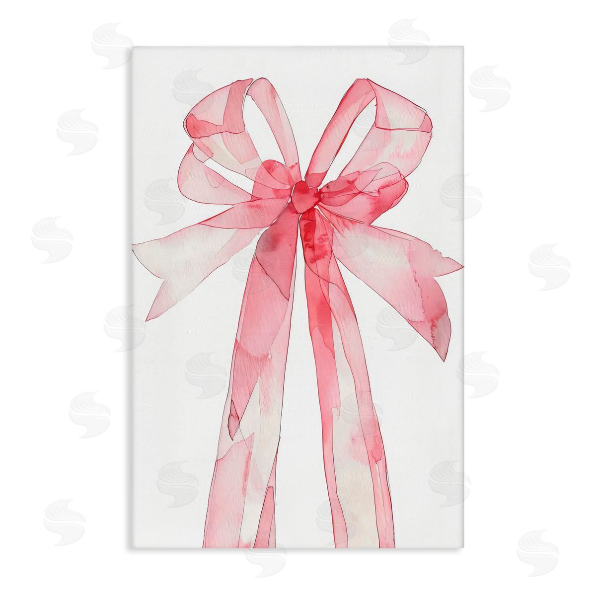 LSR Design Studio Watercolor Pink Bow Illustration Canvas Wall Art Print