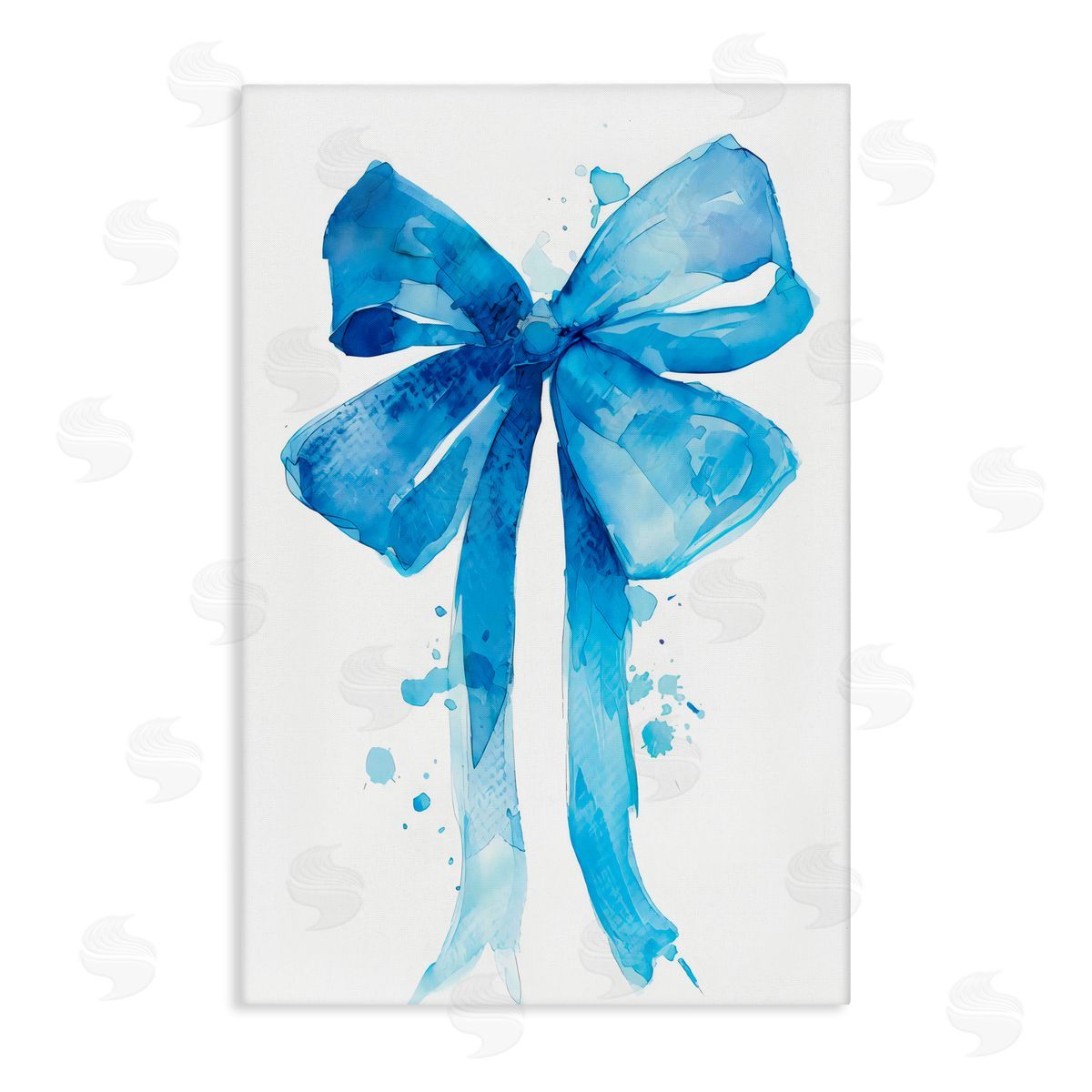 LSR Design Studio Blue Bell Bow Illustration Canvas Wall Art Print
