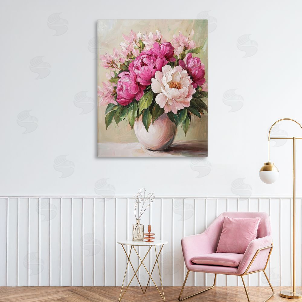 Petal Prints Design Vibrant Pink Floral Bouquet Canvas Art on Wall
