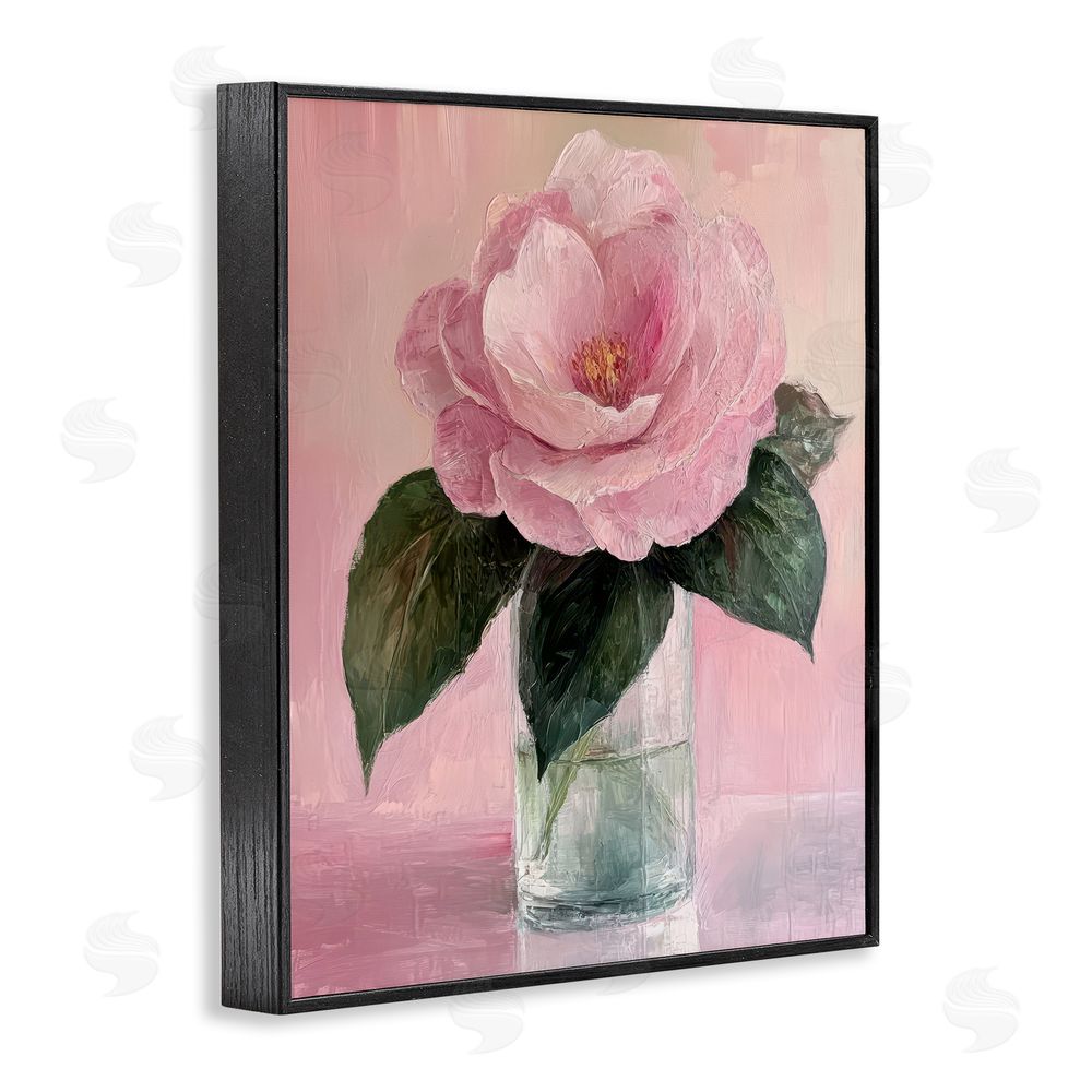 Petal Prints Design Coral Flower Pink Blossom Black Framed Giclee Wall Art Print