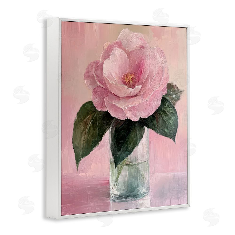 Petal Prints Design Coral Flower Pink Blossom White Framed Giclee Wall Art Print