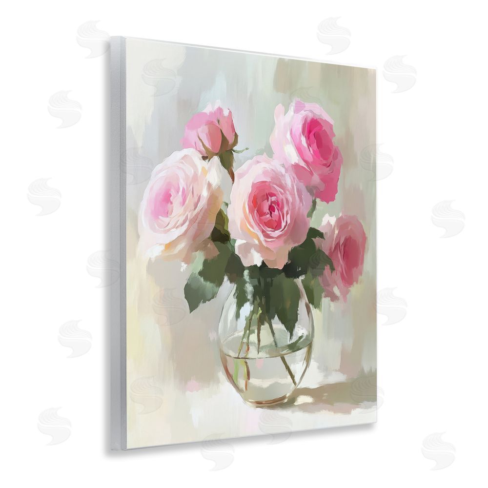 Petal Prints Design Glass Vase Pink Roses Wall Plaque Art Print
