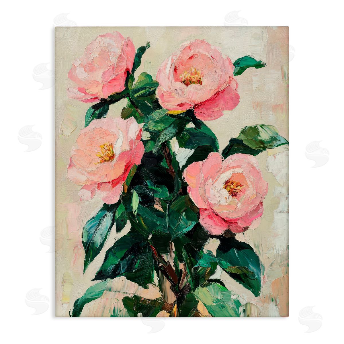 Petal Prints Design Painted Pink Poppies Blooming Canvas Wall Art Print