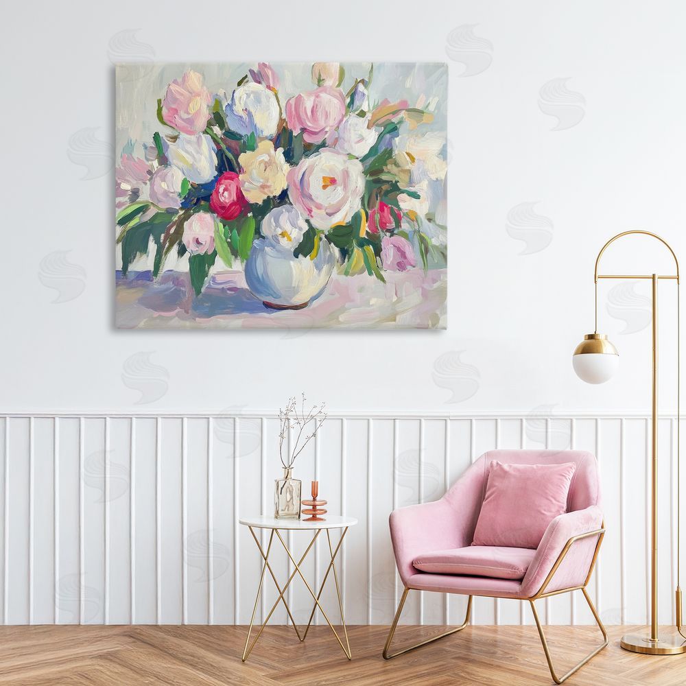 Petal Prints Design Abstract Colorful Bouquet Pastel Canvas Art on Wall