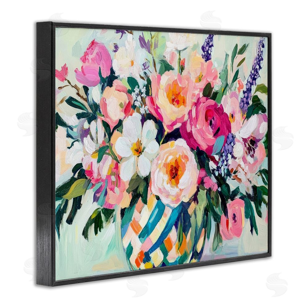 Petal Prints Design Colorful Bouquet in Spring Vase Black Framed Giclee Wall Art Print