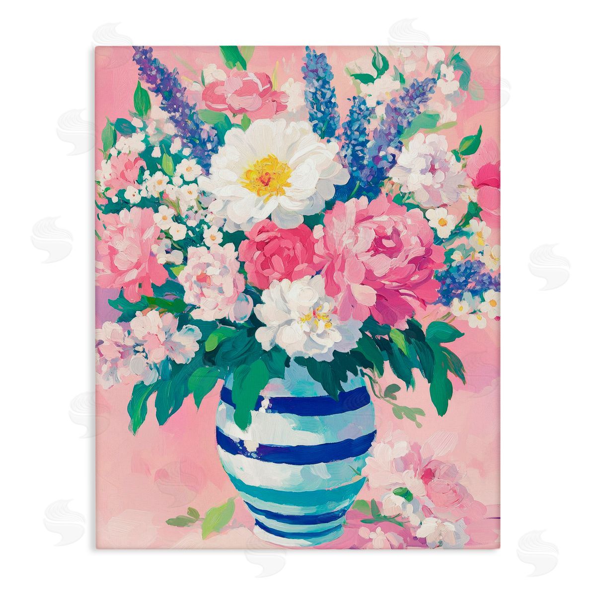 Petal Prints Design Springtime Joy Florals over Pink Canvas Wall Art Print