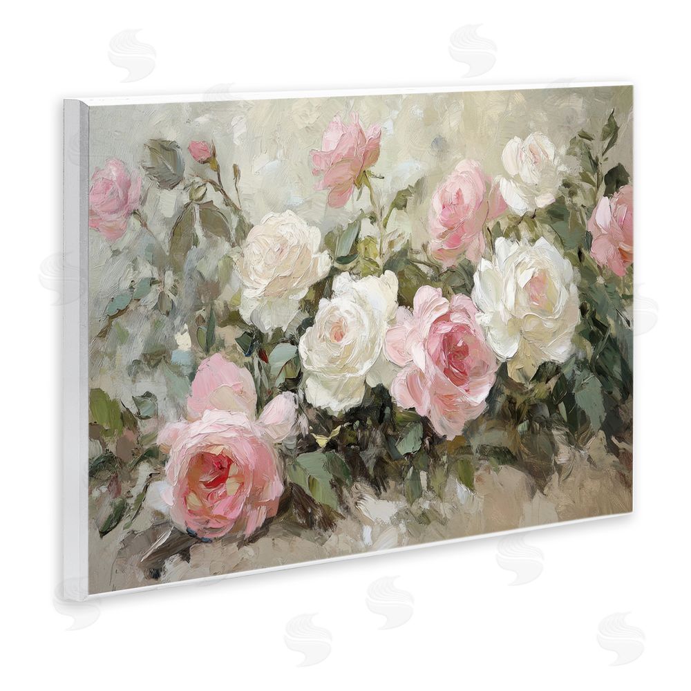 Petal Prints Design Rose Bouquets Pink and White Wall Plaque Art Print
