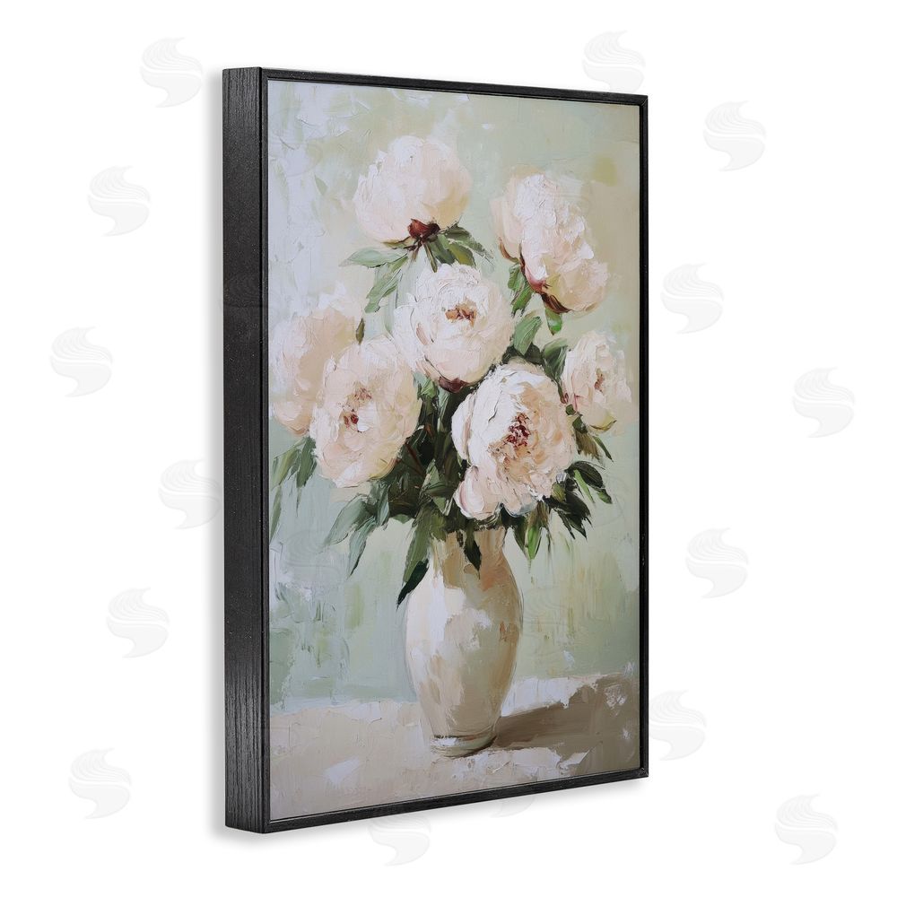 Petal Prints Design Soft Pink Bouquet Florals Black Framed Giclee Wall Art Print