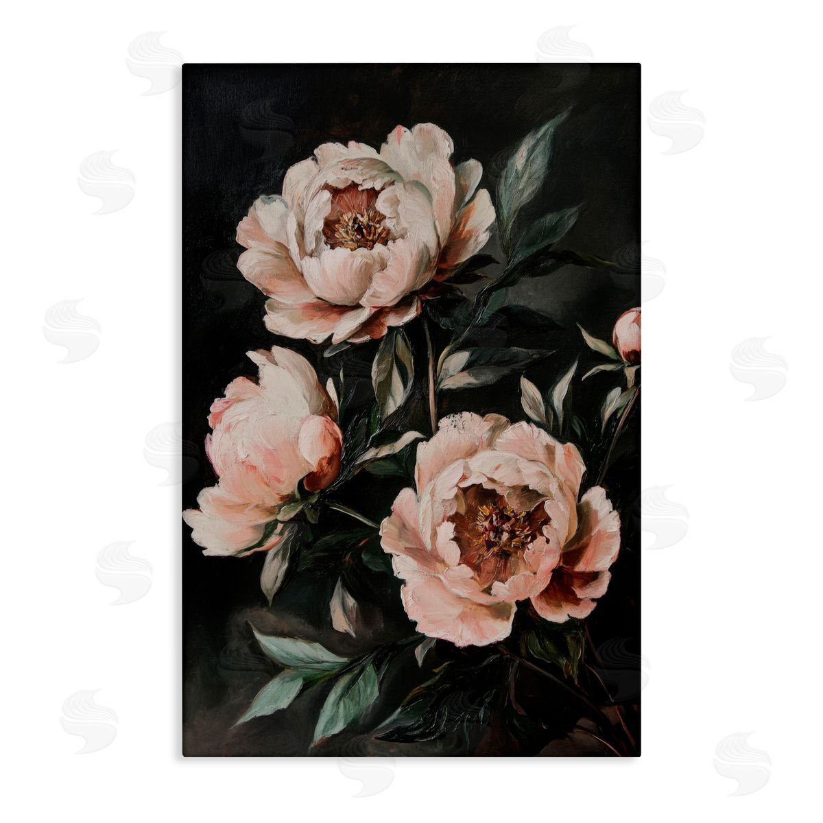 Petal Prints Design Dusty Pink Roses Floral Painting Canvas Wall Art Print
