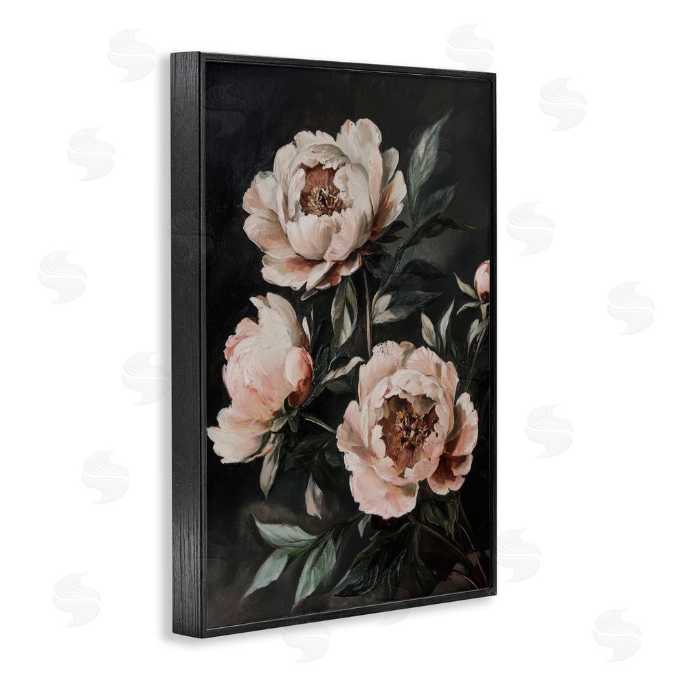 Petal Prints Design Dusty Pink Roses Floral Painting Black Framed Giclee Wall Art Print