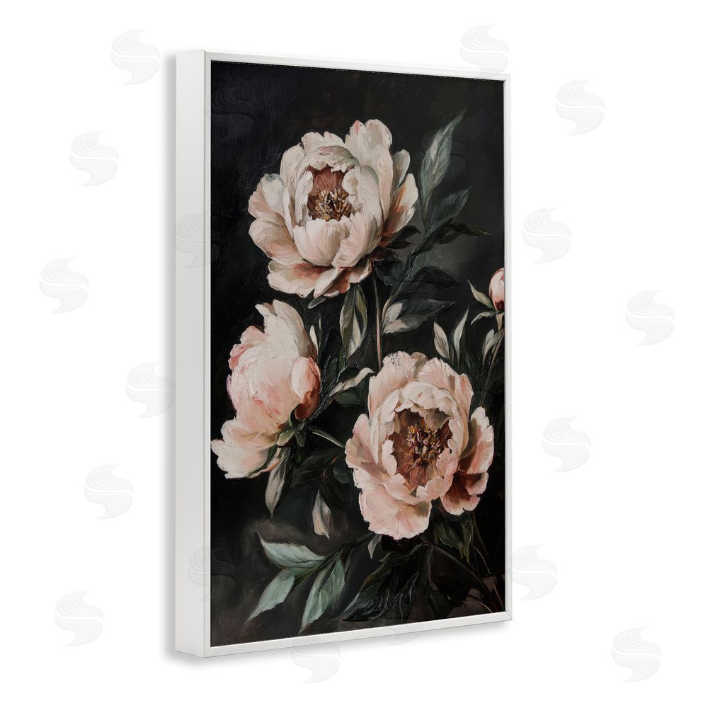 Petal Prints Design Dusty Pink Roses Floral Painting White Framed Giclee Wall Art Print