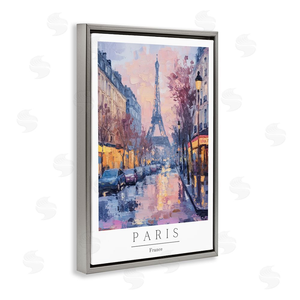 Petal Prints Design Vintage Paris Street Abstract Gray Floating Frame Canvas Wall Art Print
