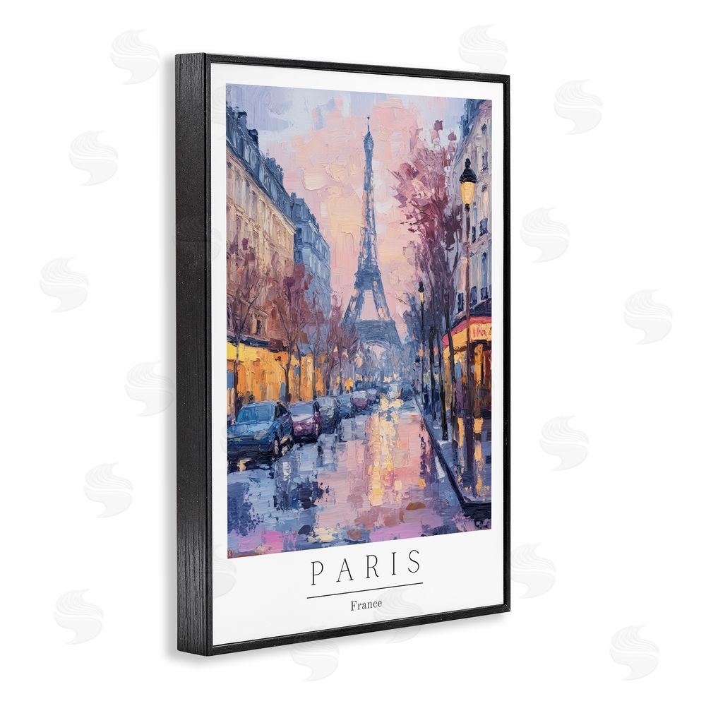 Petal Prints Design Vintage Paris Street Abstract Black Framed Giclee Wall Art Print