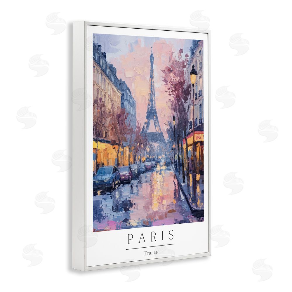 Petal Prints Design Vintage Paris Street Abstract White Framed Giclee Wall Art Print