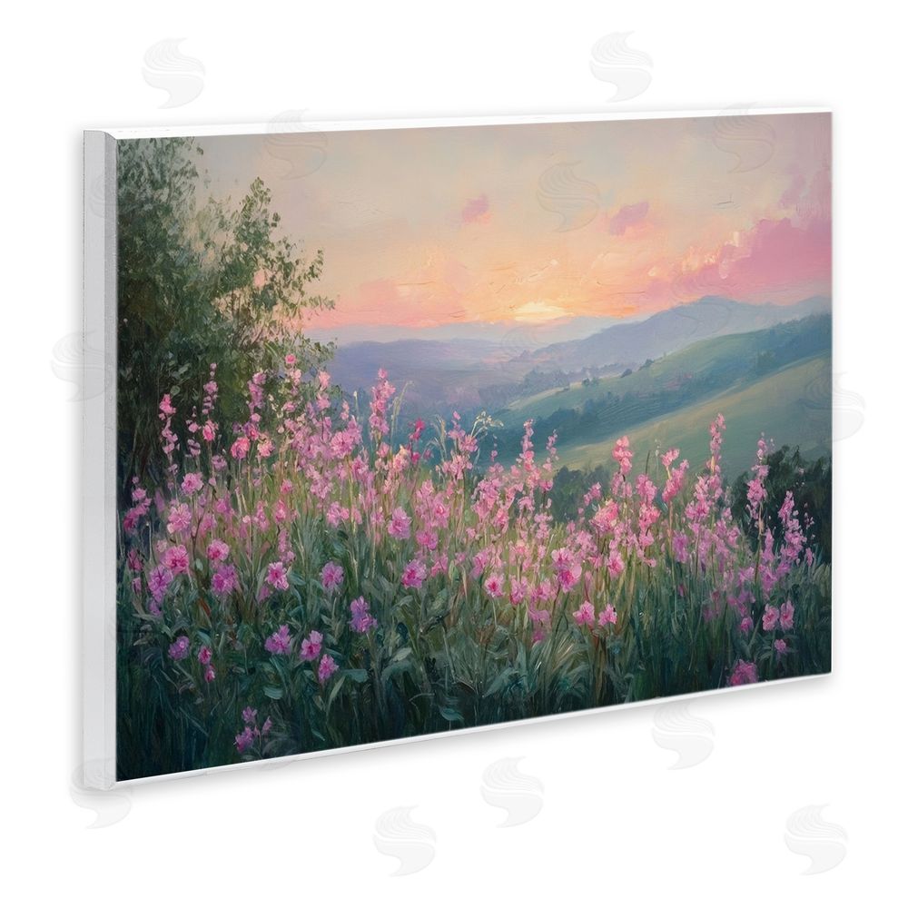 Petal Prints Design Twilight Meadow Pink Flowers Wall Plaque Art Print