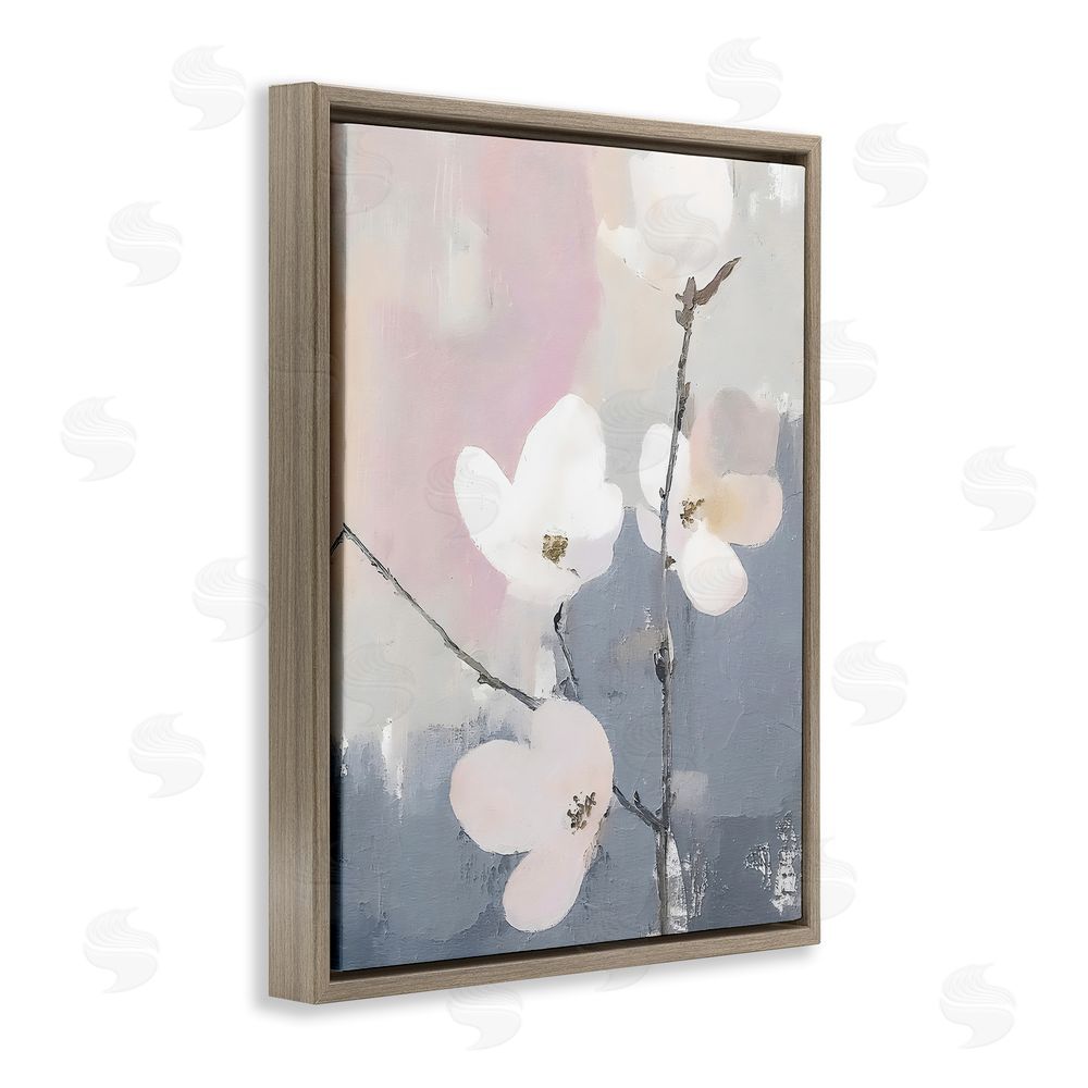 Riley B Lavender Haze Sprigs Brown Floating Frame Canvas Wall Art Print