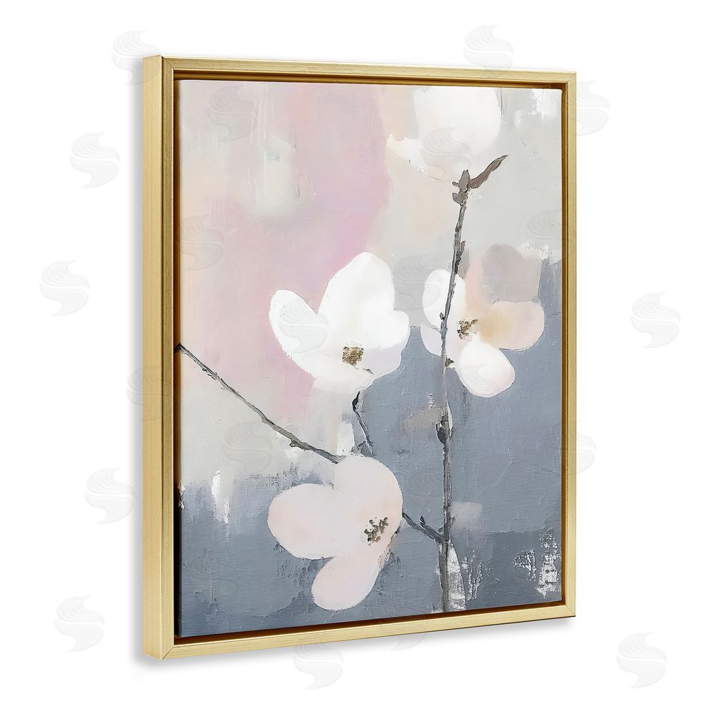 Riley B Lavender Haze Sprigs Gold Floating Frame Canvas Wall Art Print
