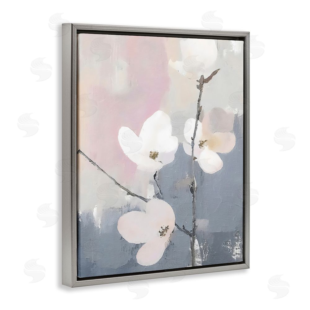 Riley B Lavender Haze Sprigs Gray Floating Frame Canvas Wall Art Print