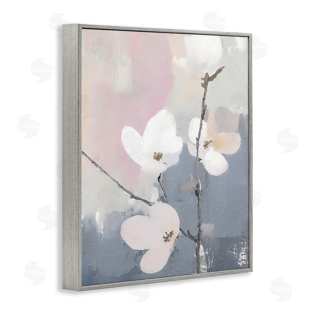 Riley B Lavender Haze Sprigs Gray Framed Giclee Wall Art Print