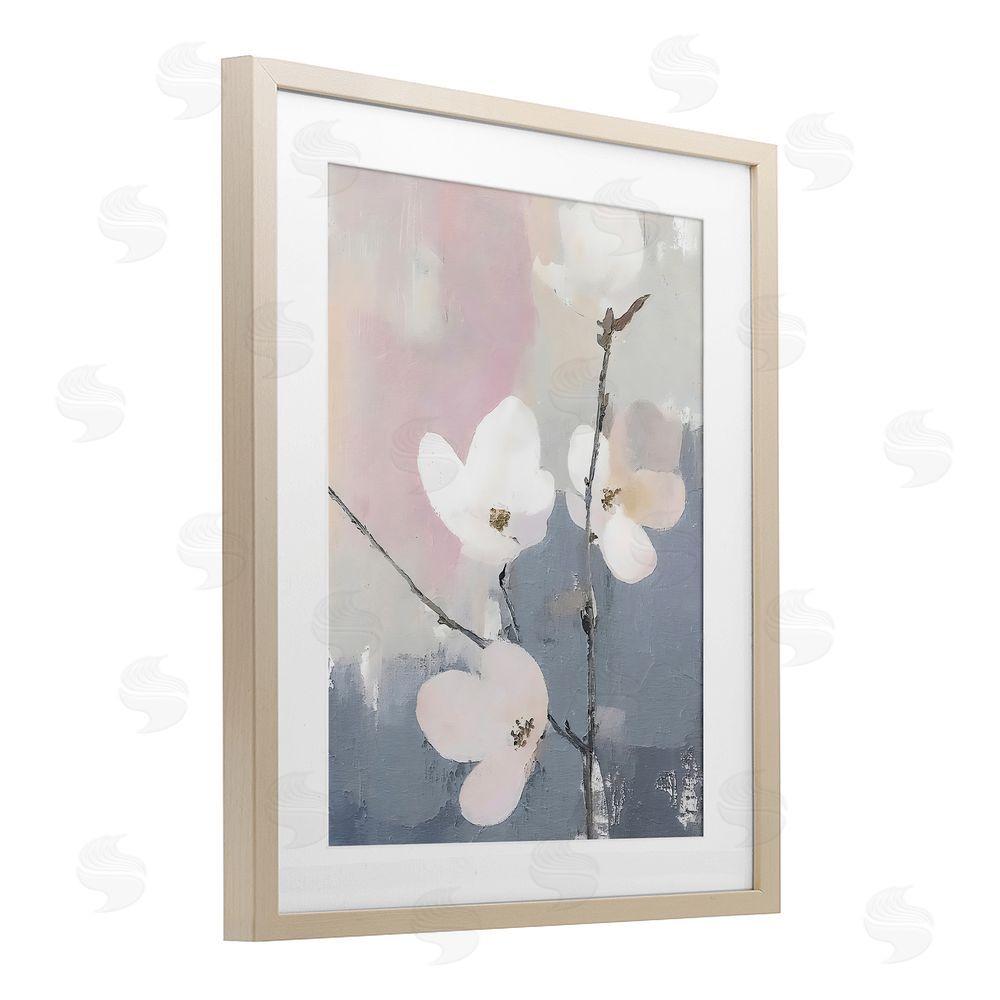 Riley B Lavender Haze Sprigs Birch Framed Print Under Glass with White Mat Wall Art