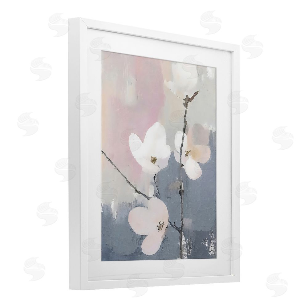 Riley B Lavender Haze Sprigs White Framed Print Under Glass with Mat Wall Art