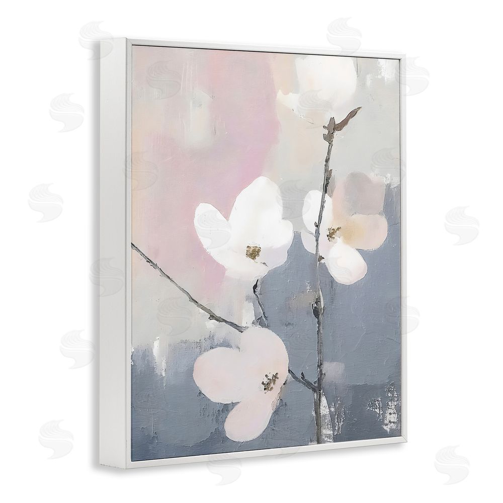 Riley B Lavender Haze Sprigs White Framed Giclee Wall Art Print