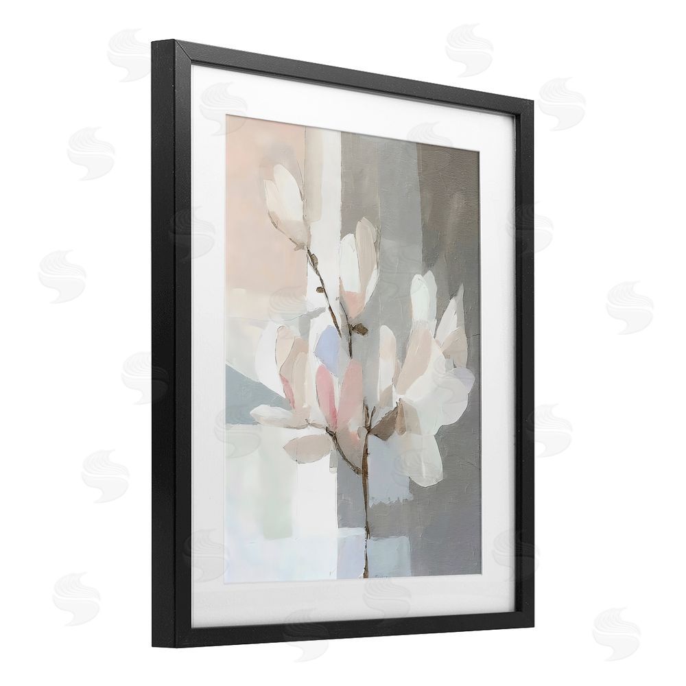 Riley B Lavender Haze Neutrals Black Framed Print Under Glass with White Mat Wall Art
