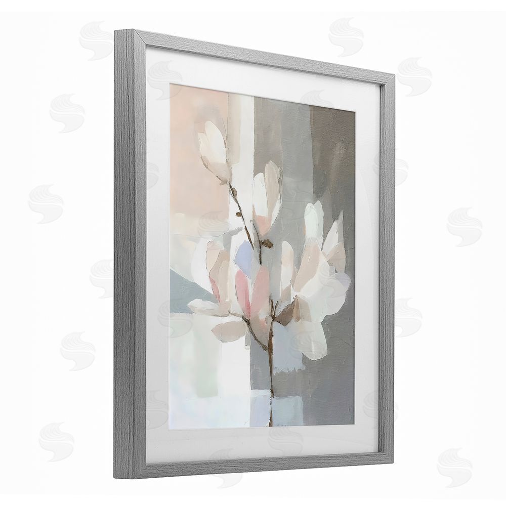 Riley B Lavender Haze Neutrals Gray Framed Print Under Glass with White Mat Wall Art