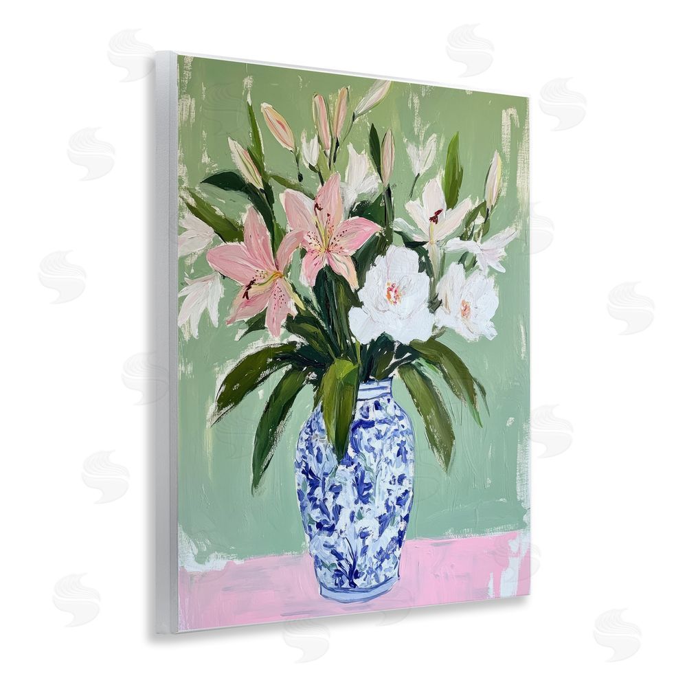 Petal Prints Design Lily Cluster in Chinoiserie Vase Wall Plaque Art Print
