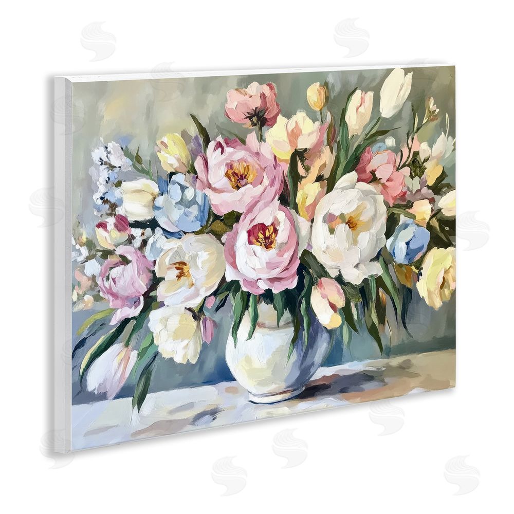 Petal Prints Design Pastel Peony Bunch Bouquet Wall Plaque Art Print