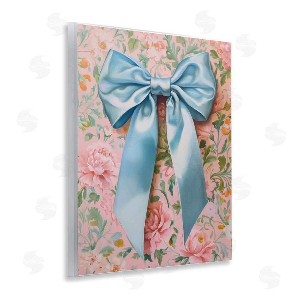 Petal Prints Design Romantic Blue Satin Bow Wall Plaque Art Print