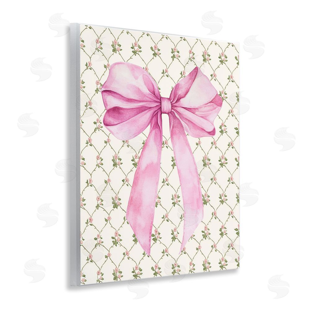 Petal Prints Design Pink Bow on Rose Quilt Pattern Wall Plaque Art Print