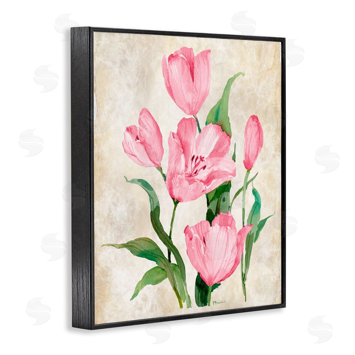 Paul Brent Floral Journal Pink Tulips Black Framed Giclee Art Print