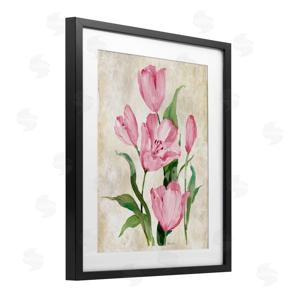 Paul Brent Floral Journal Pink Tulips Black Framed Print Under Glass Art