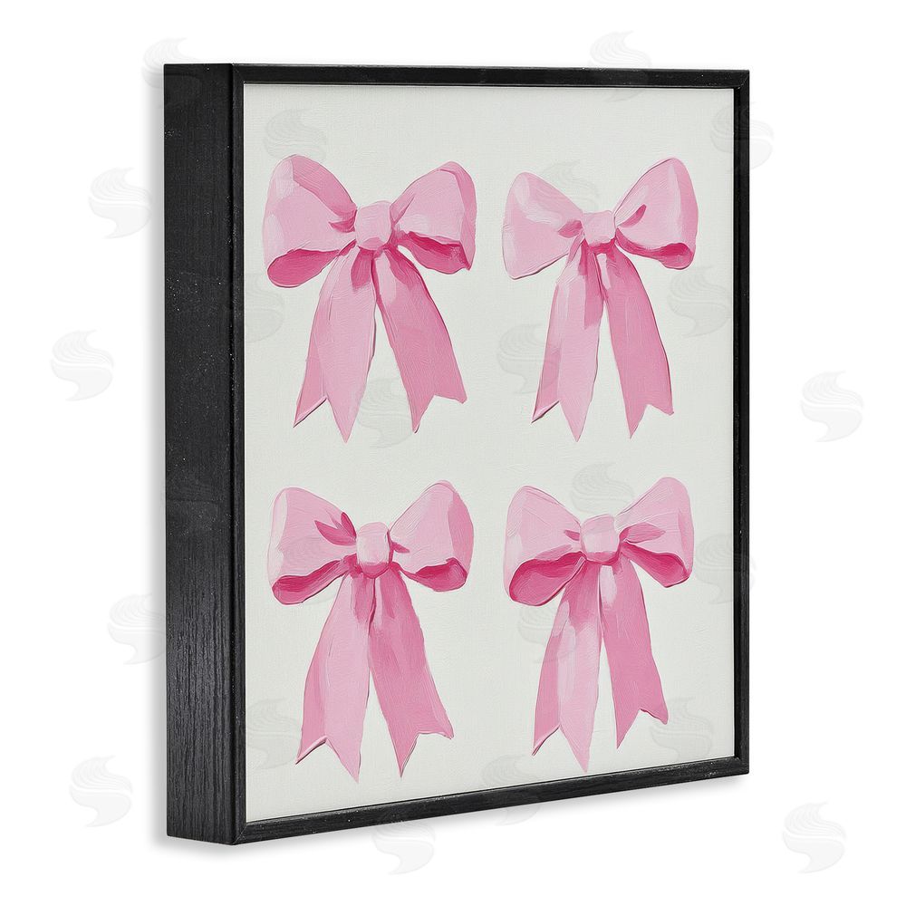 Petal Prints Design Four Soft Pink Bows Black Framed Giclee Wall Art Print
