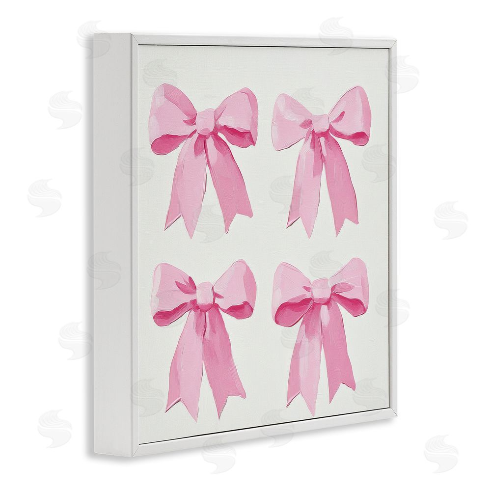 Petal Prints Design Four Soft Pink Bows White Framed Giclee Wall Art Print