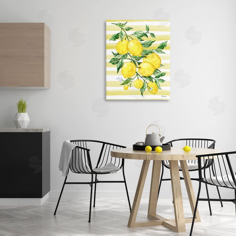Paul Brent Juicy Lemon Vine & Stripes Printed Wall Art in Room