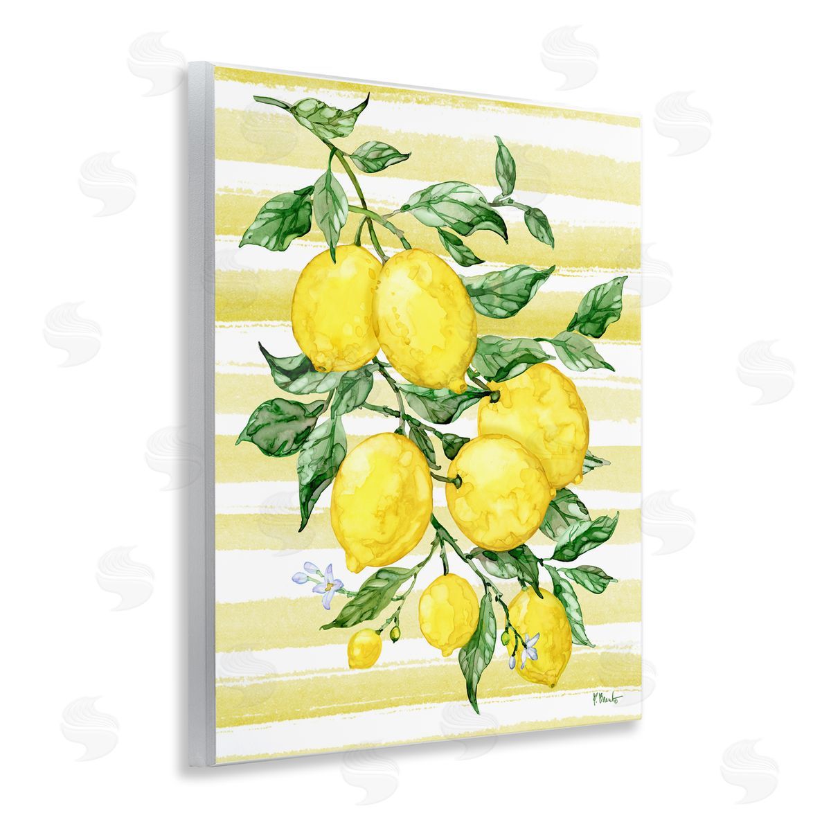 Paul Brent Juicy Lemon Vine & Stripes Wall Plaque Art Print
