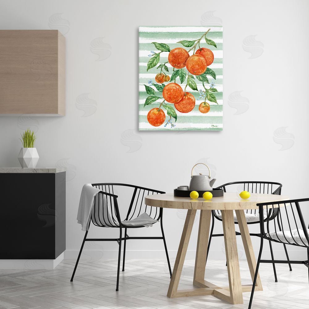 Paul Brent Juicy Orange Vine & Stripes Printed Wall Art in Room