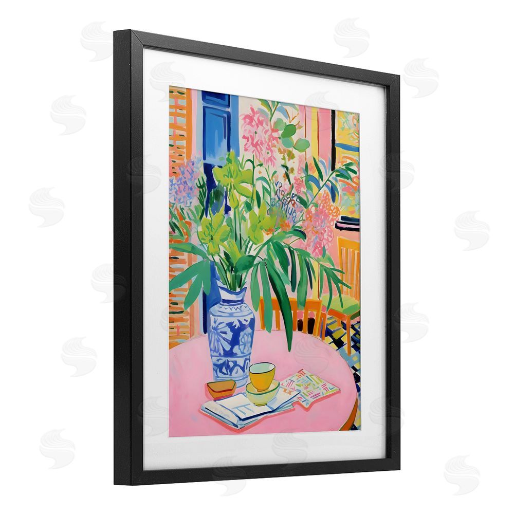 Creative Studio Flowers At The Table Black Framed Print Under Glass Art