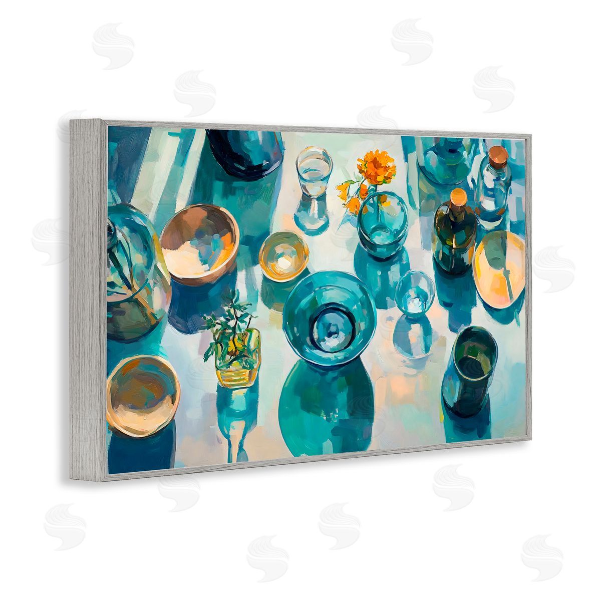Creative Studio Glass Breakfast Table Setting Gray Framed Giclee Art Print