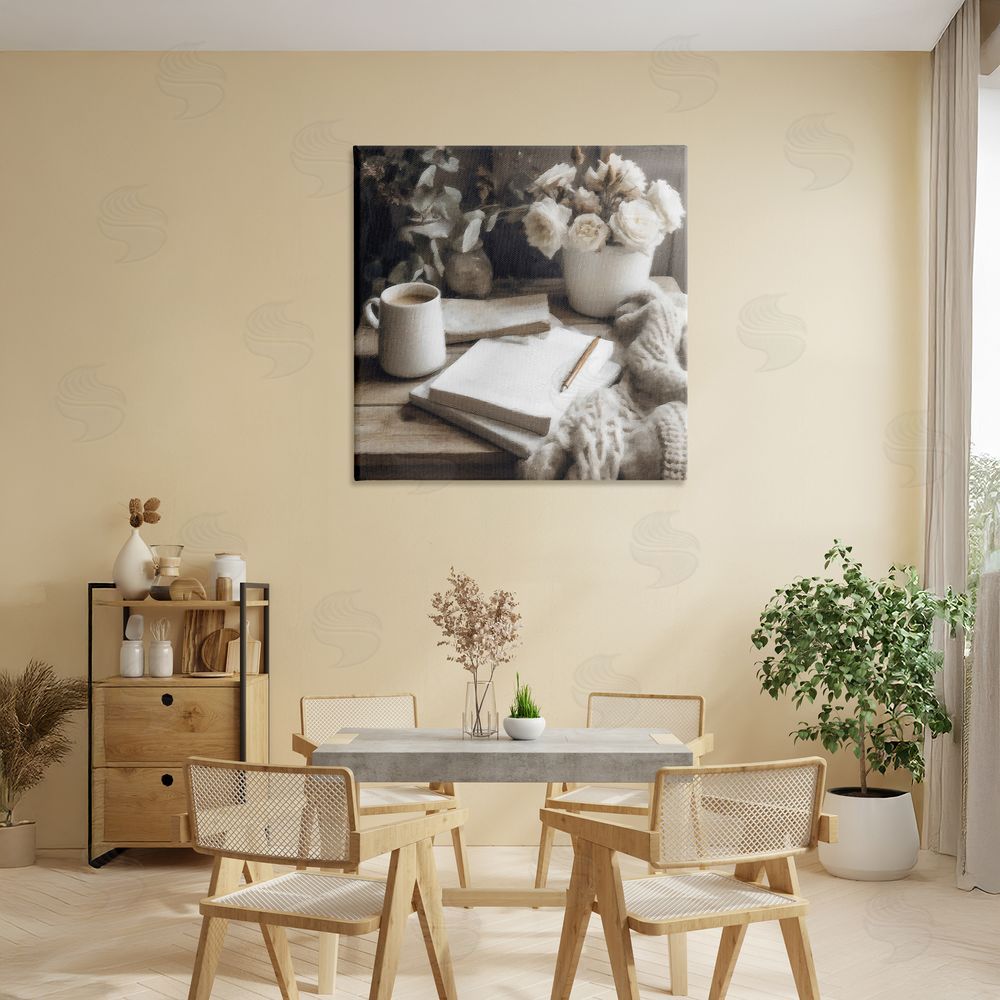 Riley B Morning Coffee & Journaling Canvas Art on Wall