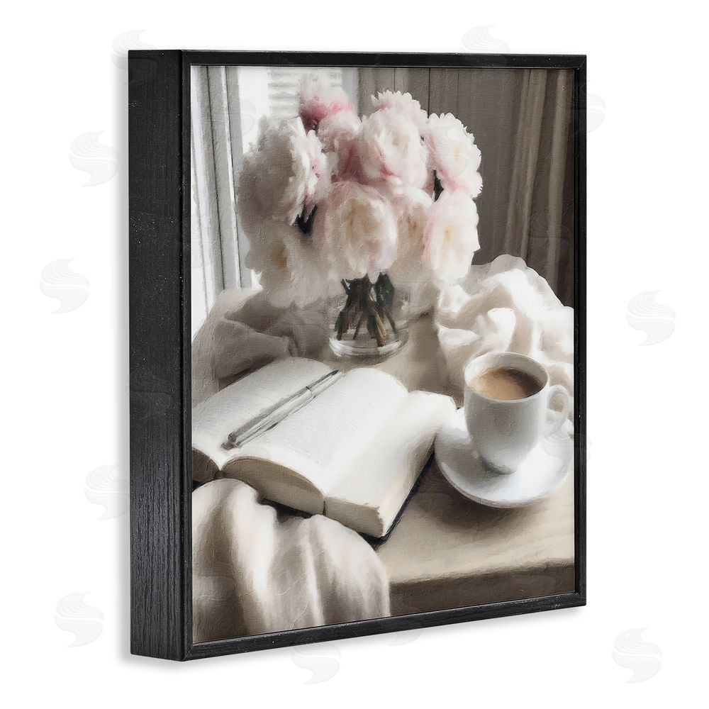Riley B Morning Coffee Journaling Black Framed Giclee Wall Art Print