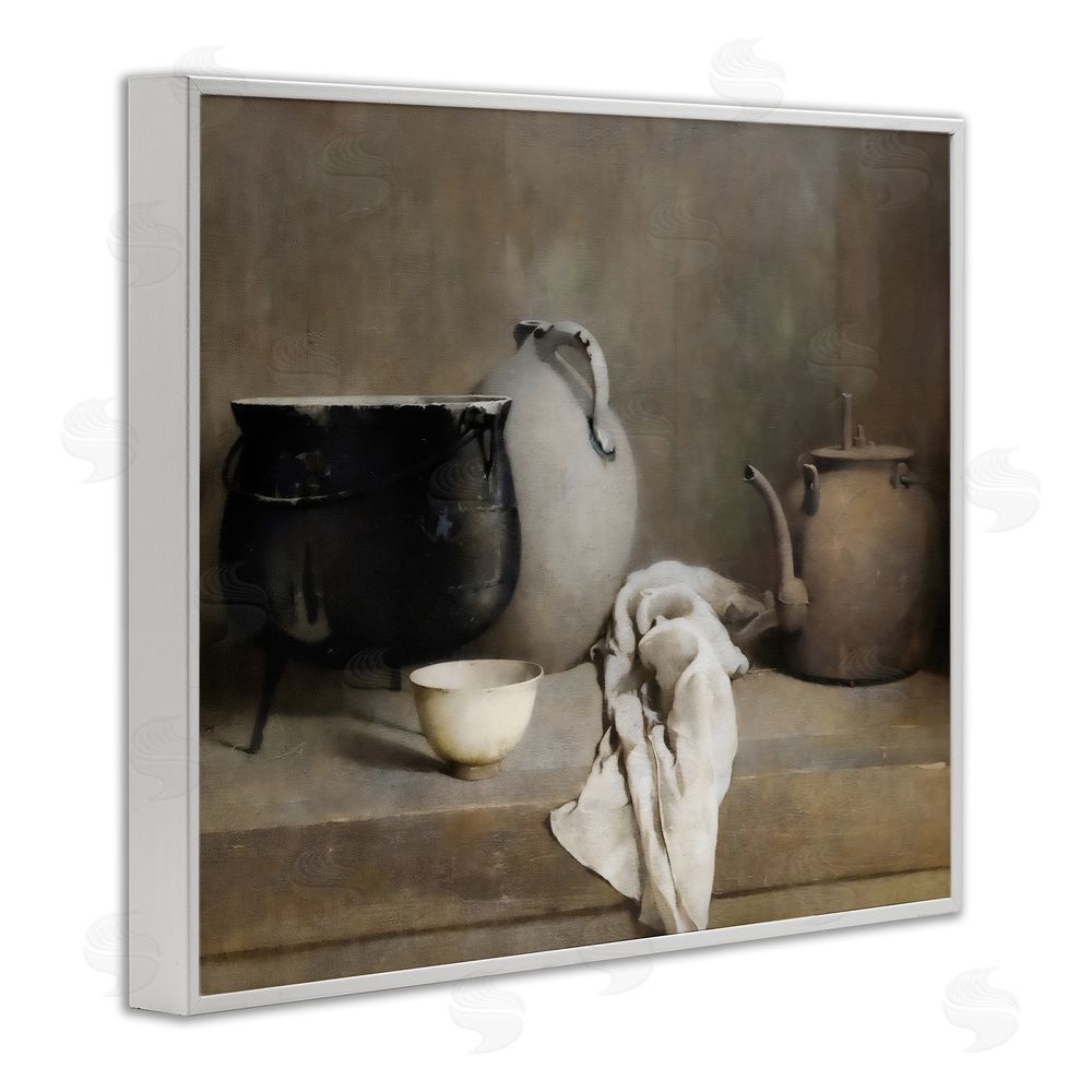 Riley B Vintage Farmhouse Vase Still Life White Framed Giclee Wall Art Print
