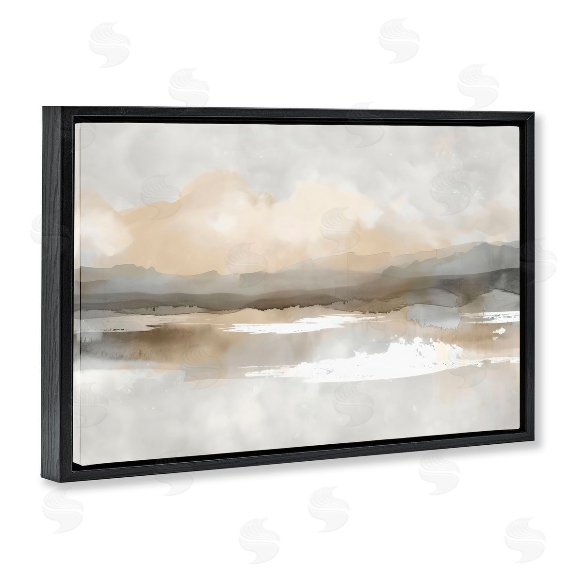 Creative Studio Subtle Watercolor Mountains Black Floating Frame Canvas Wall Art Print