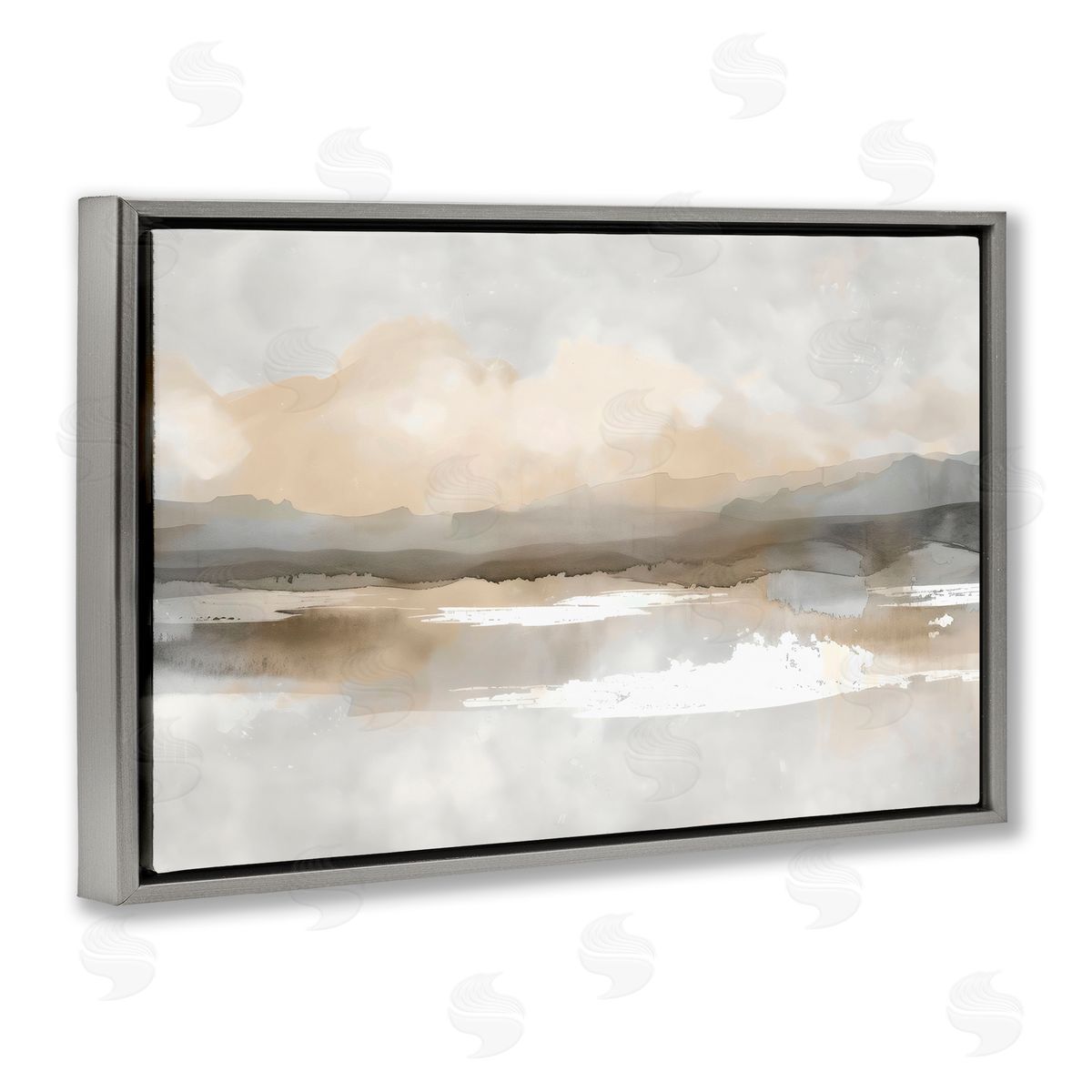 Creative Studio Subtle Watercolor Mountains Gray Floating Frame Canvas Art Print