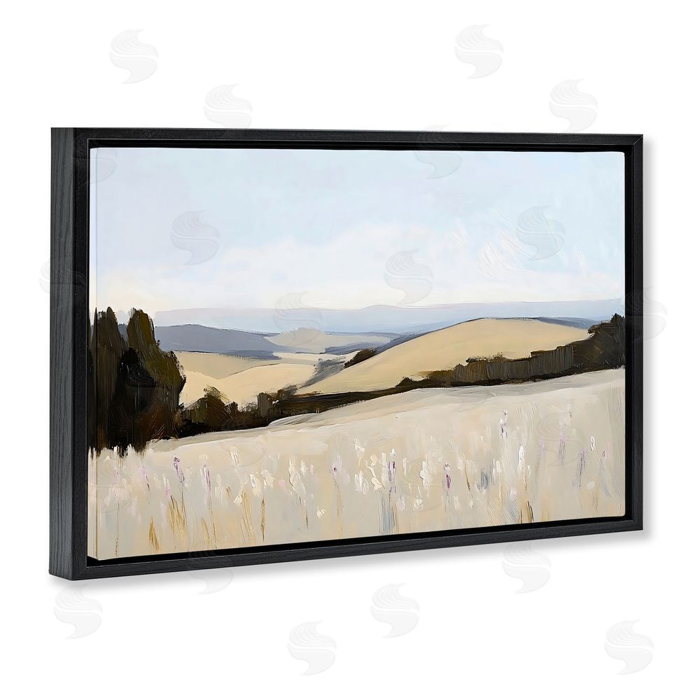 Franklyn Gregory Rolling White Fields Black Floating Frame Canvas Wall Art Print