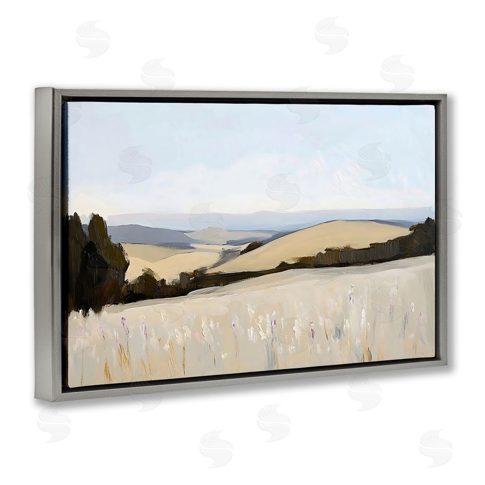 Franklyn Gregory Rolling White Fields Gray Floating Frame Canvas Wall Art Print